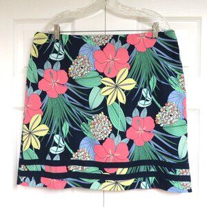 Talbots Floral Cotton Canvas Pencil Skirt Size 14